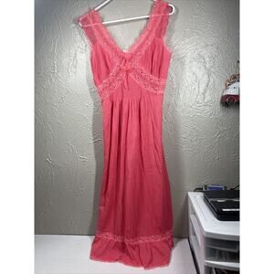 Lady Edso Pink Nightgown Vintage Nylon Lace‎ 38